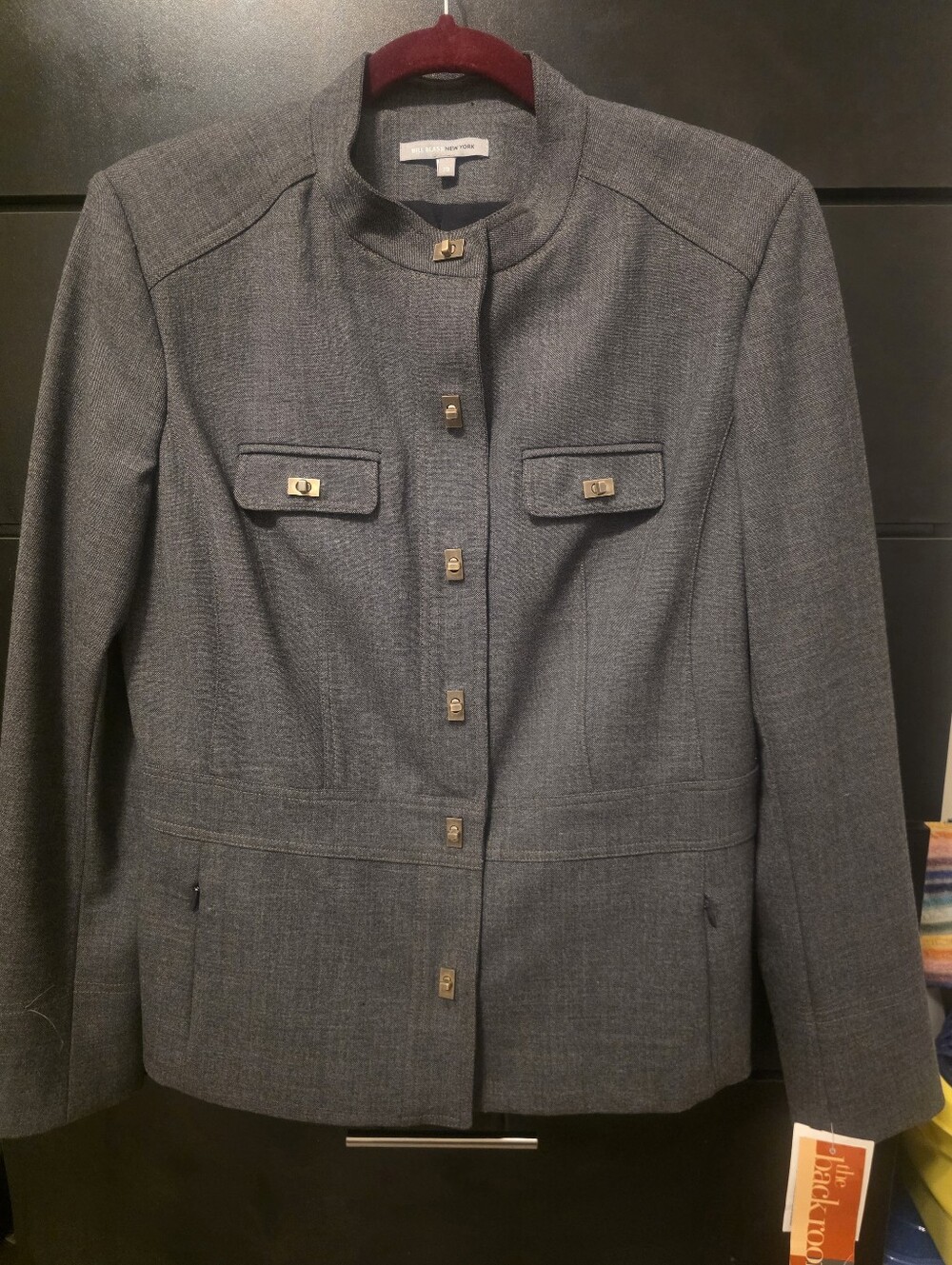 Vintage Bill Blass New York Gray Minimalist Mod CorpCore Jacket Blazer